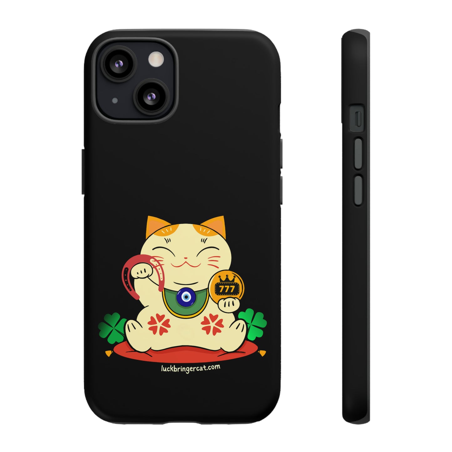 Cat Lovers Tough Phone Case- Lucky Maneki Neko-Black- iPhone, Samsung Galaxy, Google Pixel