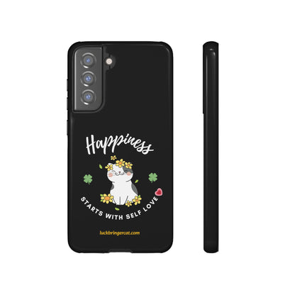 Cat Lovers Phone Case-Black- iPhone, Samsung Galaxy- Happiness - Selflove