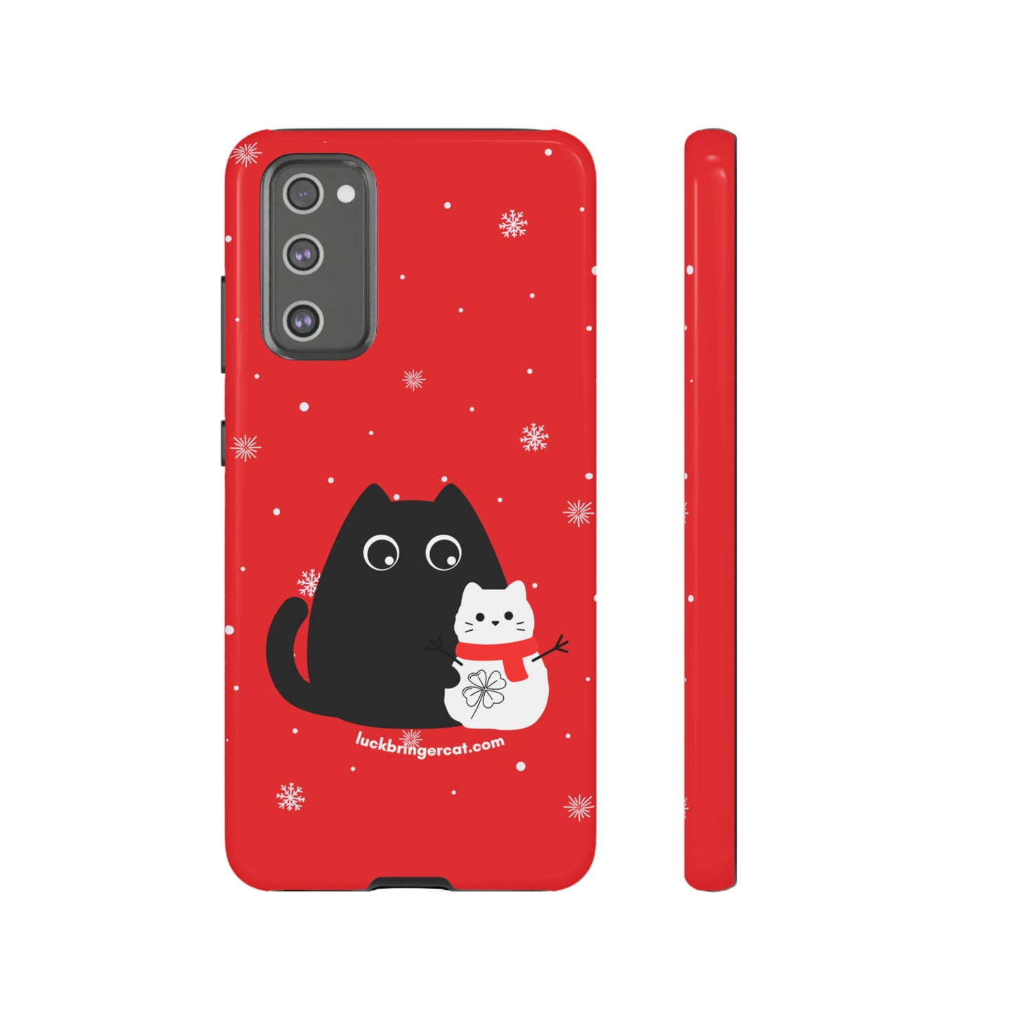 Cat Lovers Christmas Phone Case-iPhone, Samsung Galaxy, Google Pixel- Red and Black Snowman