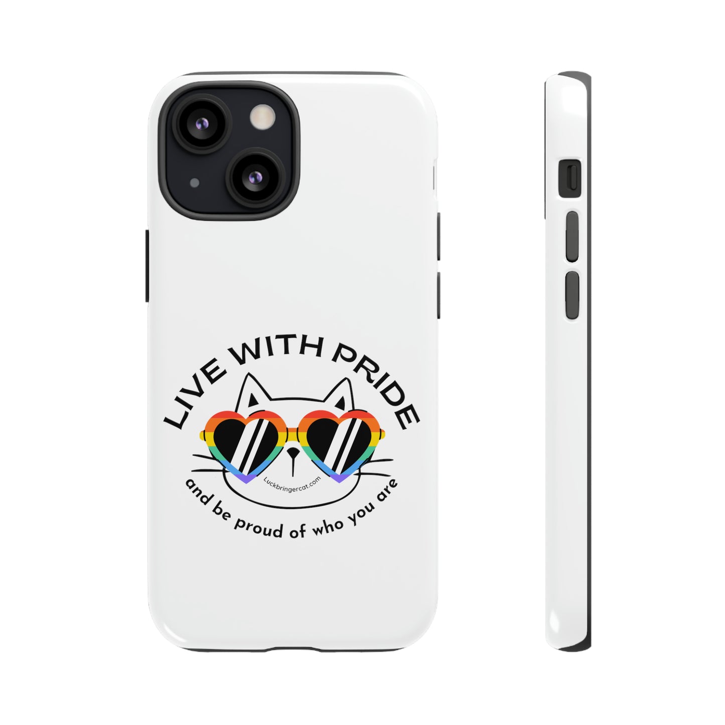 Pride Phone Case-Cat Lovers- iPhone, Samsung Galaxy, Google Pixel-LGBTQ+ Community Support-White