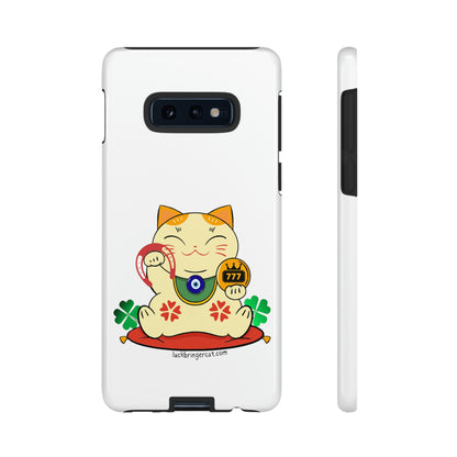 Cat Lovers Tough Phone Case- Maneki Neko Lucky Cat-White- iPhone, Samsung Galaxy, Google Pixel