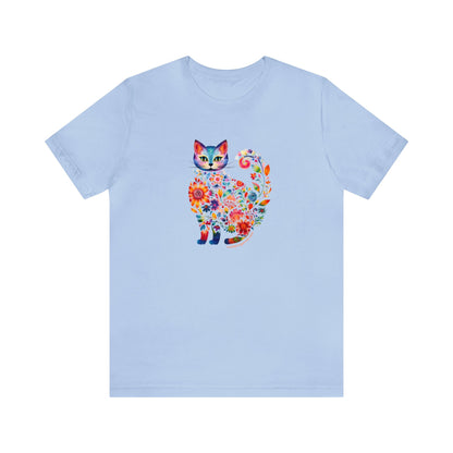 Floral Cat Graphic T-shirt - Cat Lovers Tee