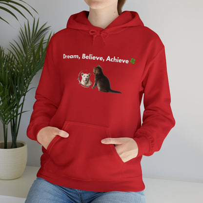 Inspirational Unisex Hooded Sweatshirt - Dream, Believe, Achieve