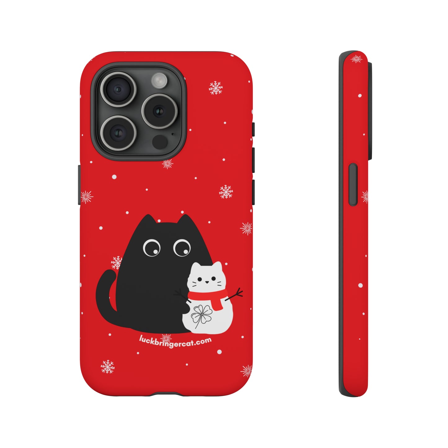 Cat Lovers Christmas Phone Case-iPhone, Samsung Galaxy, Google Pixel- Red and Black Snowman