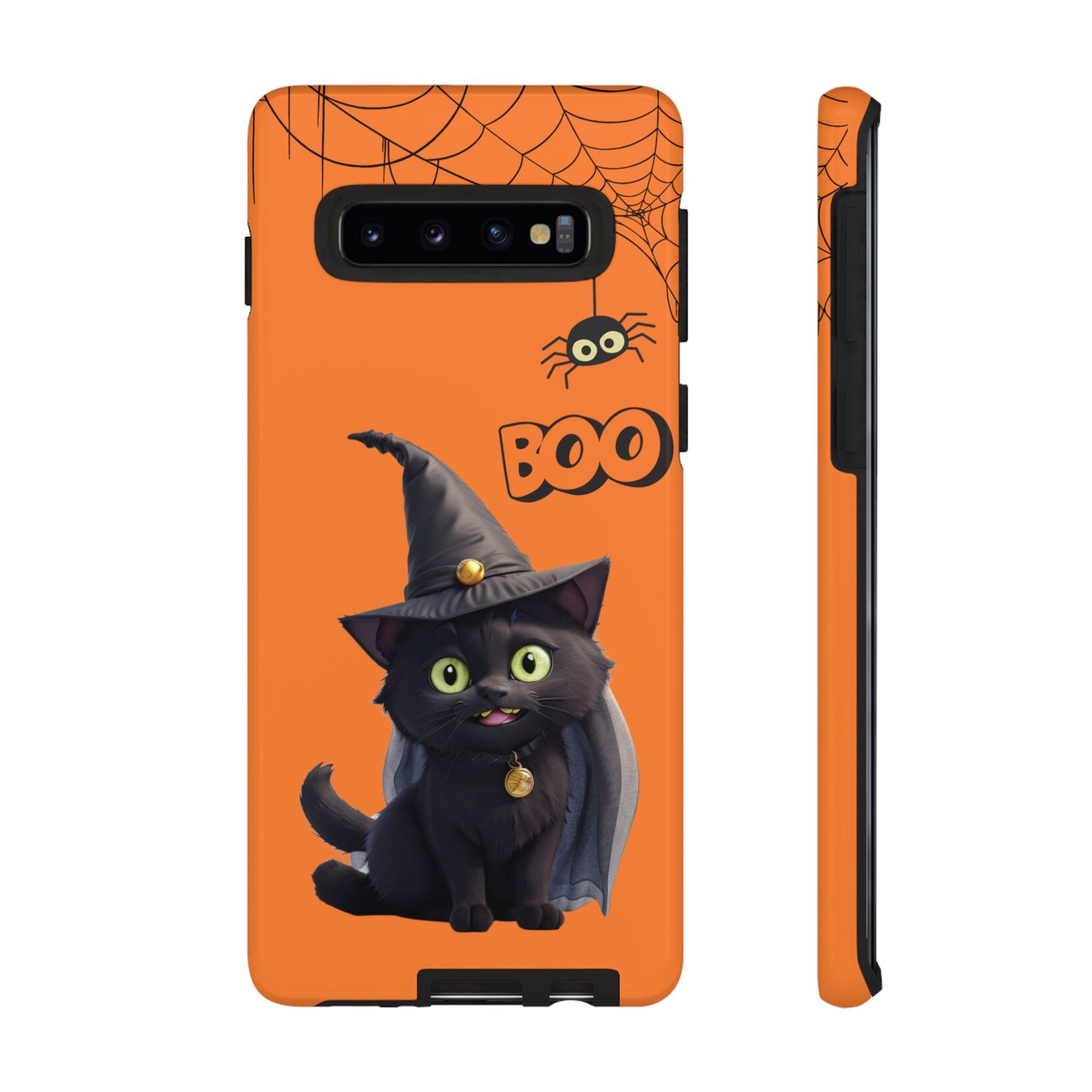 Premium-quality tough protective phone cases for iPhone,  Samsung and Google Phones - Orange - Spooky Halloween Black Cat