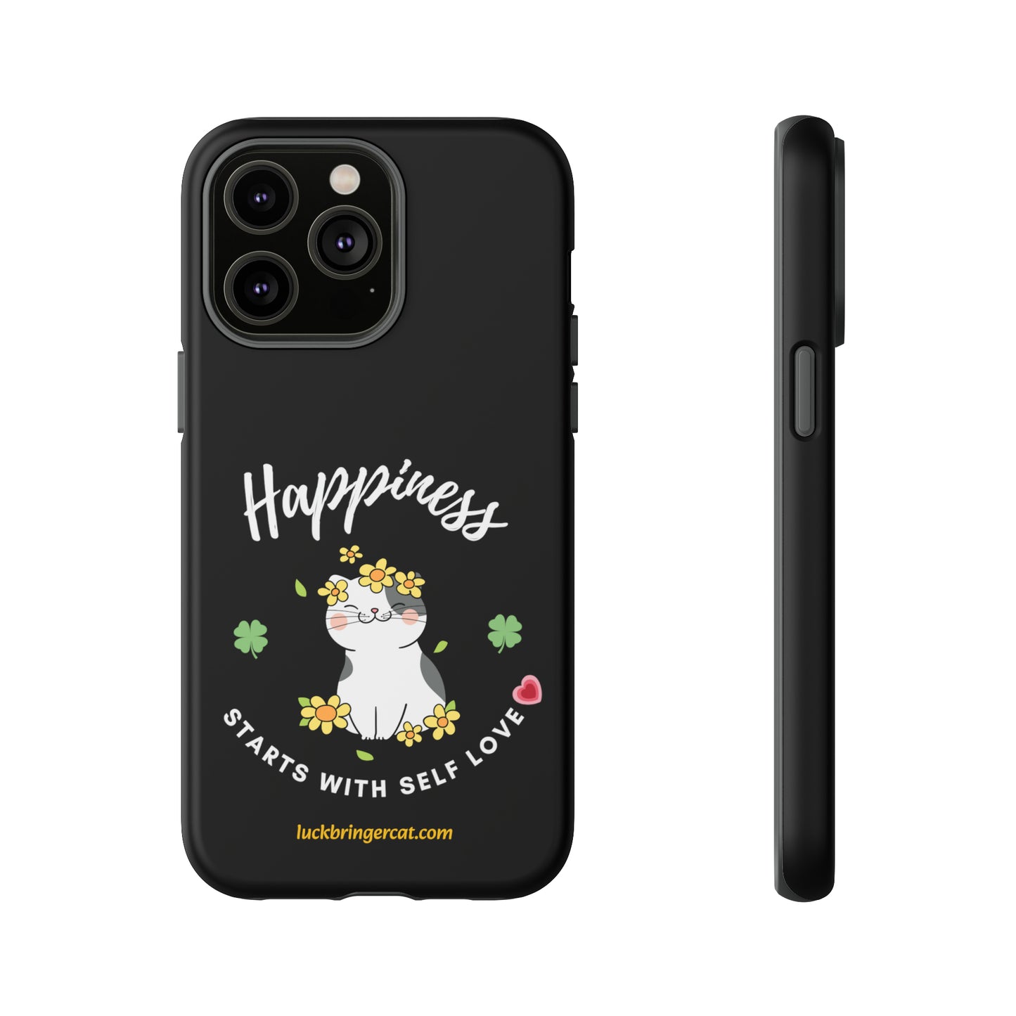 Cat Lovers Phone Case-Black- iPhone, Samsung Galaxy- Happiness - Selflove