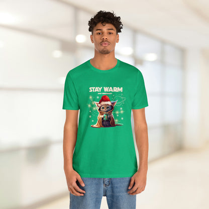 Graphic Christmas T-shirt for Cat Lovers - Stay Warm and Christmassy Shirt