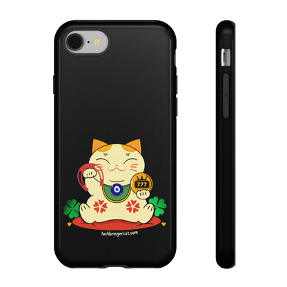 Cat Lovers Tough Phone Case- Lucky Maneki Neko-Black- iPhone, Samsung Galaxy, Google Pixel