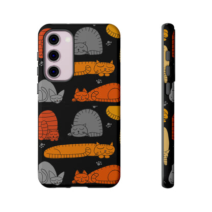 Premium-quality tough protective phone cases for iPhone, Samsung and Google Pixel- Black With Cute Colorful Sleeping Cats