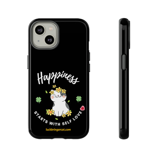 Selflove Happiness Black Phone Case-Cat Mom Gift Cat Lover Mum - iPhone 15 Plus, iPhone 15 Pro, iPhone 15 Pro Max, iPhone 14 Plus, iPhone 14 Pro, iPhone 14 Pro Max, iPhone 13 mini, iPhone 13 Pro, iPhone 13 Pro Max, iPhone 12 mini, iPhone 12 Pro, iPhone 12 Pro Max, iPhone 11 Pro, iPhone 11 Pro Max, iPhone X, iPhone XR, iPhone XS, iPhone XS Max, iPhone 8, iPhone 8 Plus