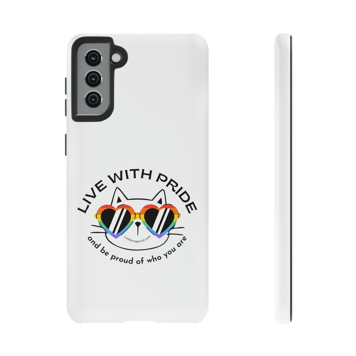 Pride Phone Case-Cat Lovers- iPhone, Samsung Galaxy, Google Pixel-LGBTQ+ Community Support-White