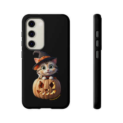 cat lovers phone case with cute 3D kitten in pumpkin-Halloween theme - black case-gift for cat moms kitten mums-Samsung Galaxy S23, Samsung Galaxy S23 Plus, Samsung Galaxy S23 Ultra, Samsung Galaxy S22, Samsung Galaxy S22 Plus, Samsung Galaxy S22 Ultra, Samsung Galaxy S21, Samsung Galaxy S21 FE, Samsung Galaxy S21 Plus, Samsung Galaxy S21 Ultra, Samsung Galaxy S20, Samsung Galaxy S20 FE, Samsung Galaxy S20 Plus, Samsung Galaxy S20 Ultra, Samsung GalaxyS10, Samsung Galaxy S10E, Samsung Galaxy S10 Plus