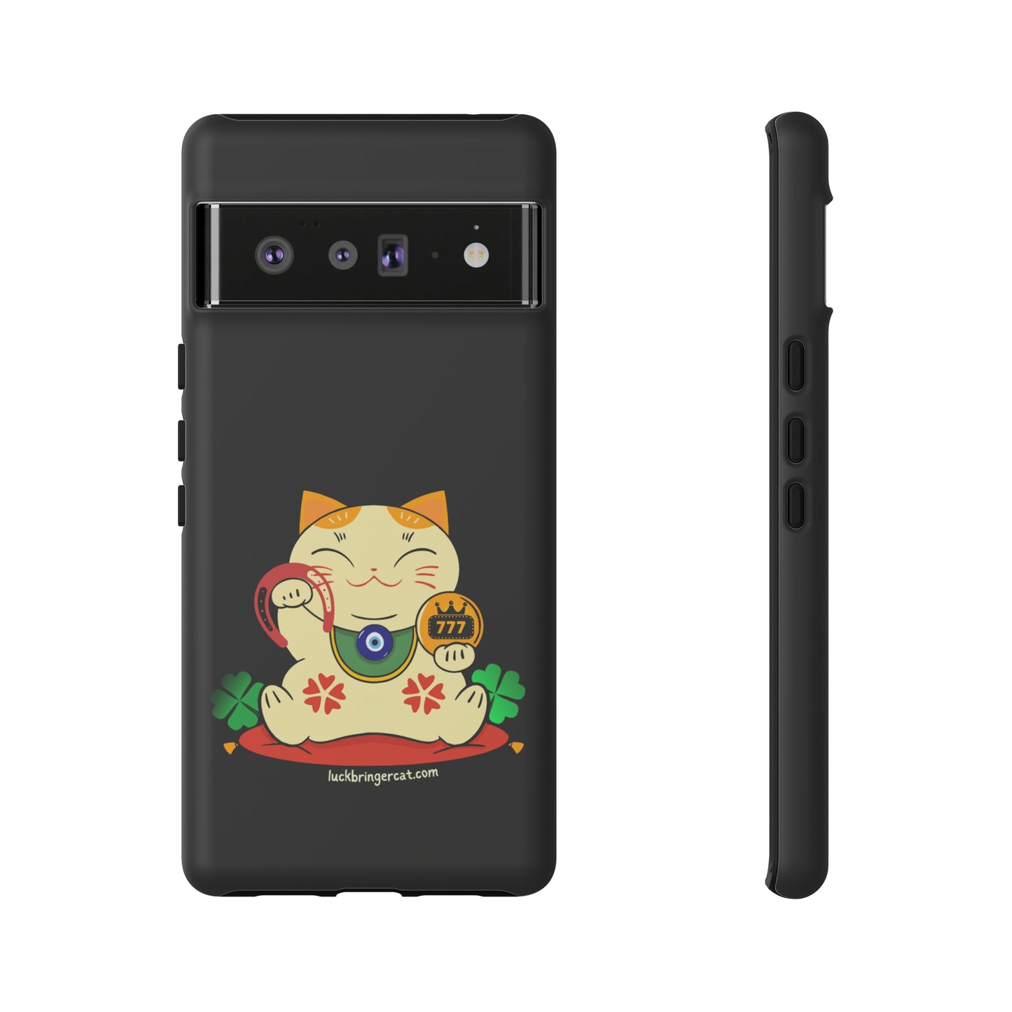 Cat Lovers Tough Phone Case- Lucky Maneki Neko-Black- iPhone, Samsung Galaxy, Google Pixel