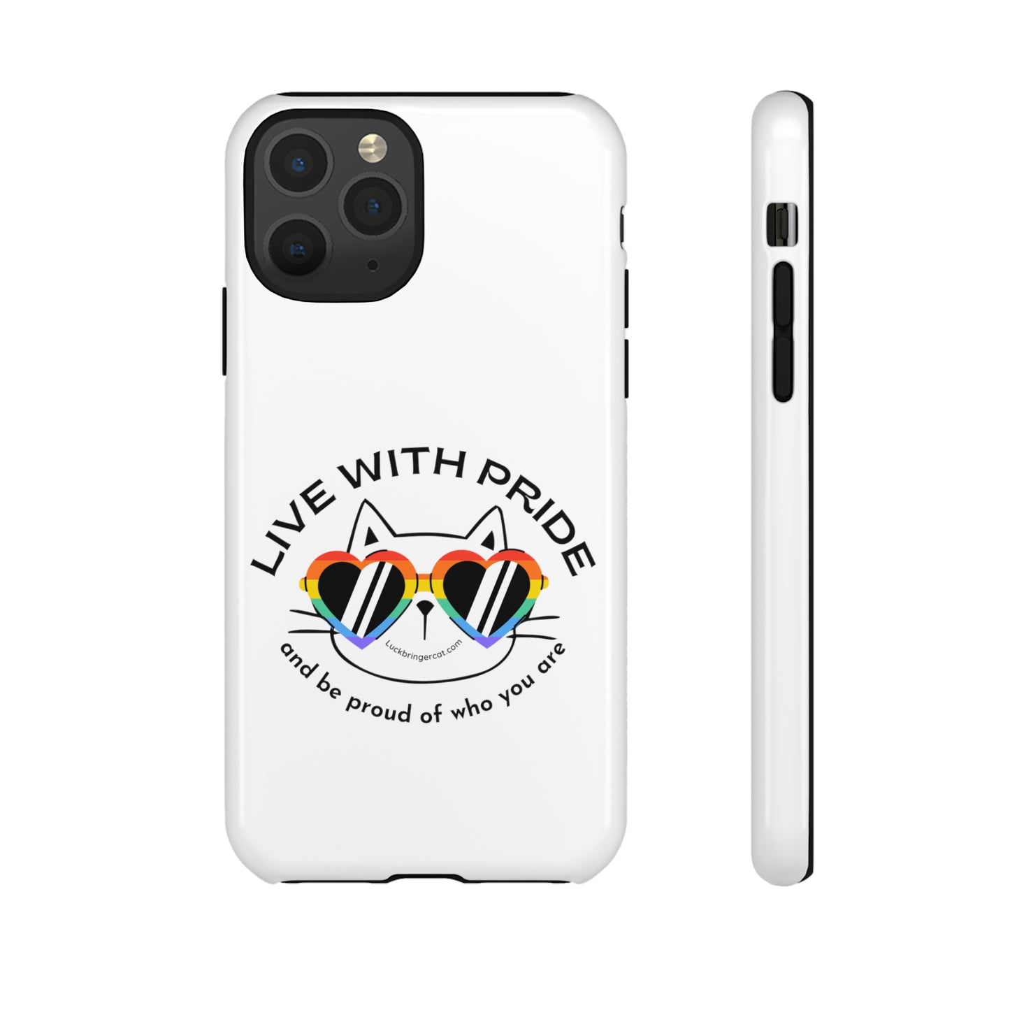 Pride Phone Case-Cat Lovers- iPhone, Samsung Galaxy, Google Pixel-LGBTQ+ Community Support-White