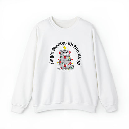 Unisex Crewneck Sweatshirt - Funny Christmas Shirt for Cat Lovers - Jingle Meows All the Way!