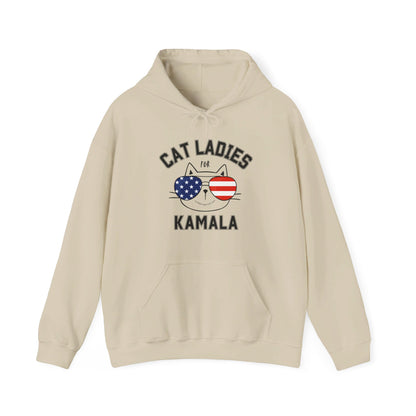 Cat Ladies For Kamala Harris Hooded Sweatshirt -2024 US Presidential Election Hoodie