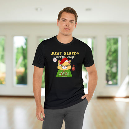 Christmas T-shirt for Cat Lovers With Sleepy Not Grumpy Santa Cat