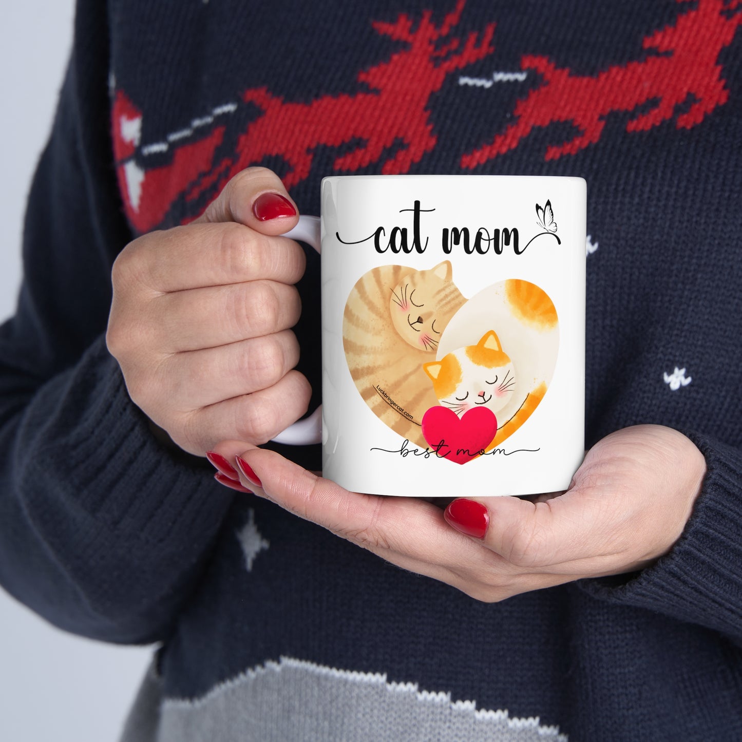 cat mom coffee mug with heart shape cats- cat mom best mom coffee cup-ceramic cat mum mug-gift for cat mom-gift for cat mothers-birthday, valentine and Christmas gift for cat owners-mothers day gift for cat mums-unique gift for cat moms