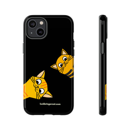 Cat Lovers Phone Case With Funny Orange Cats- iPhone, Samsung Galaxy and Google Pixel-Black