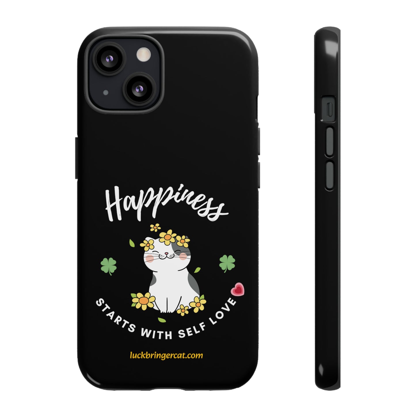 Cat Lovers Phone Case-Black- iPhone, Samsung Galaxy- Happiness - Selflove