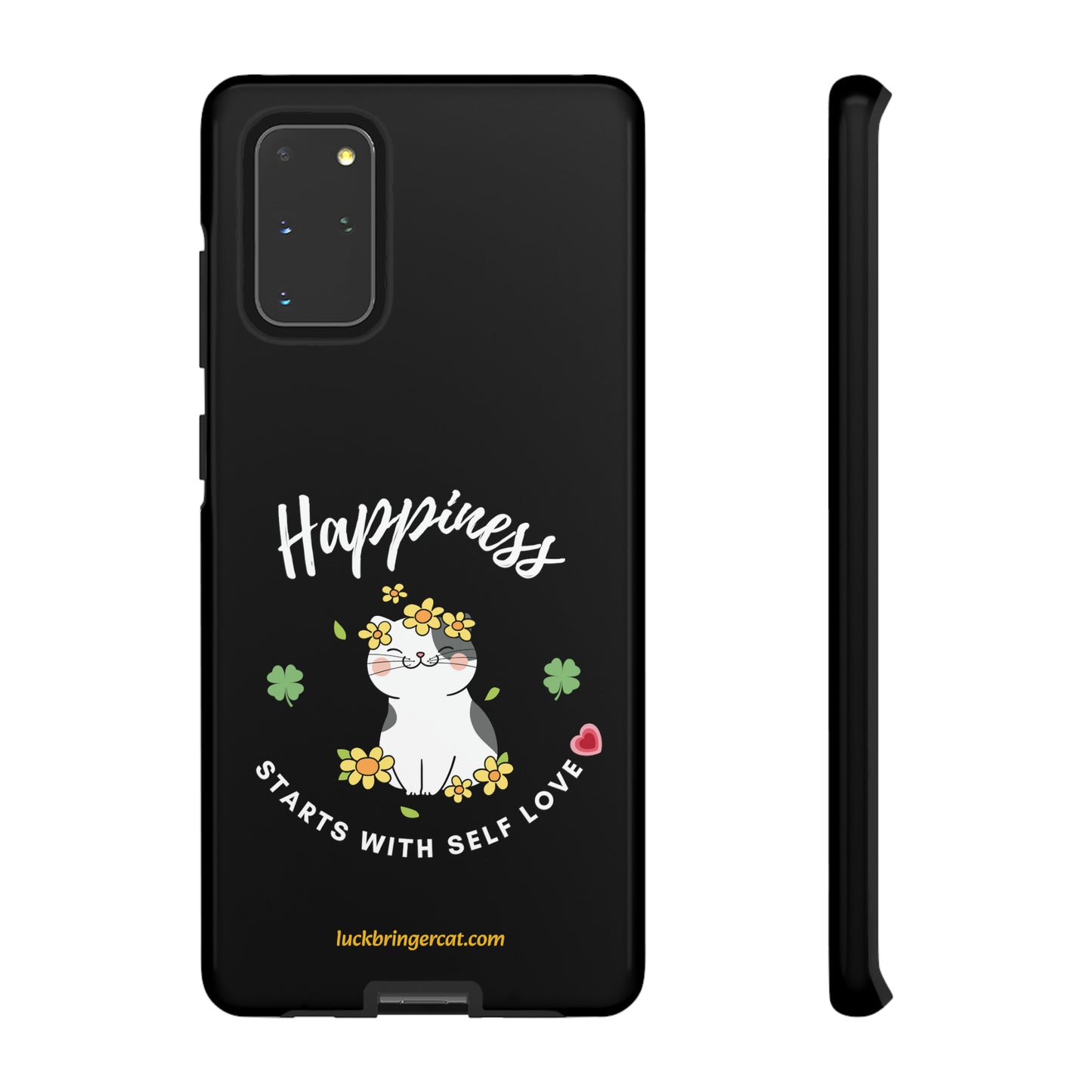 Cat Lovers Phone Case-Black- iPhone, Samsung Galaxy- Happiness - Selflove