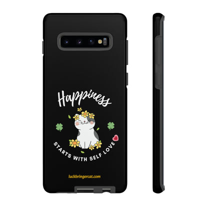 Cat Lovers Phone Case-Black- iPhone, Samsung Galaxy- Happiness - Selflove