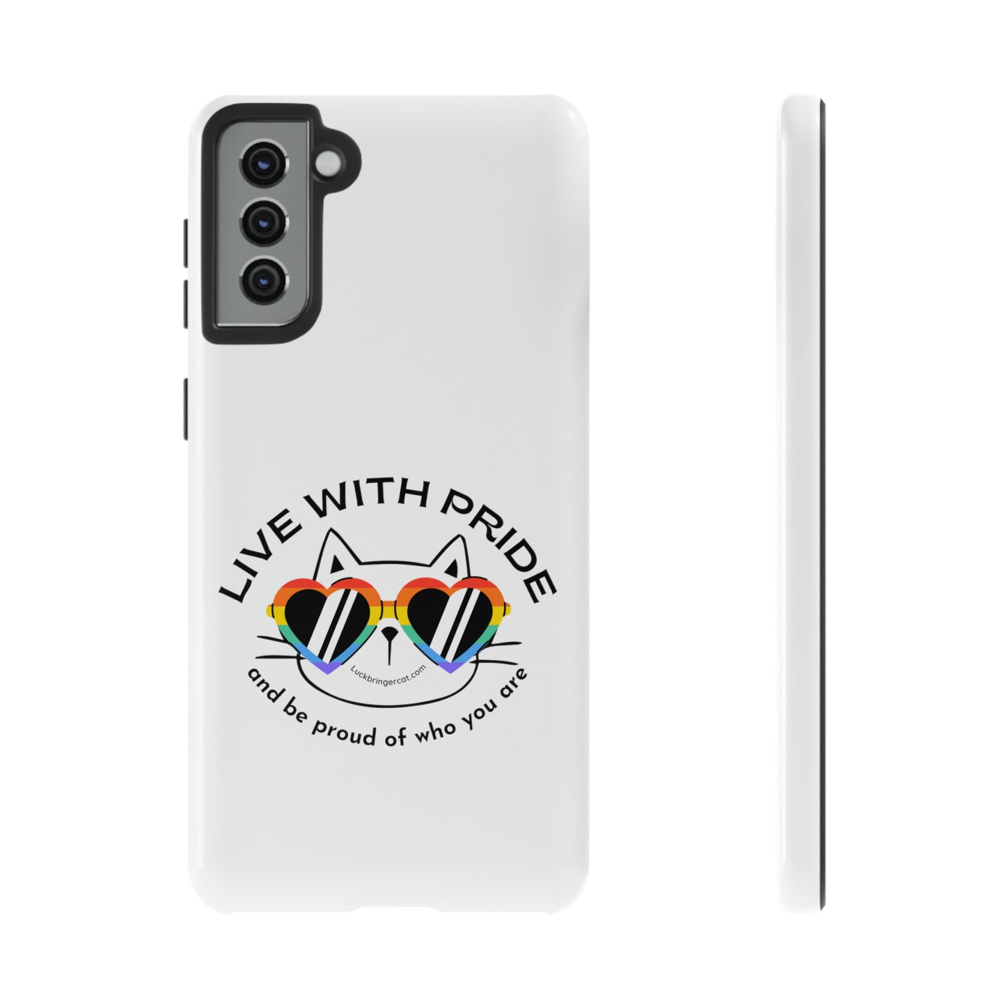 Pride Phone Case-Cat Lovers- iPhone, Samsung Galaxy, Google Pixel-LGBTQ+ Community Support-White