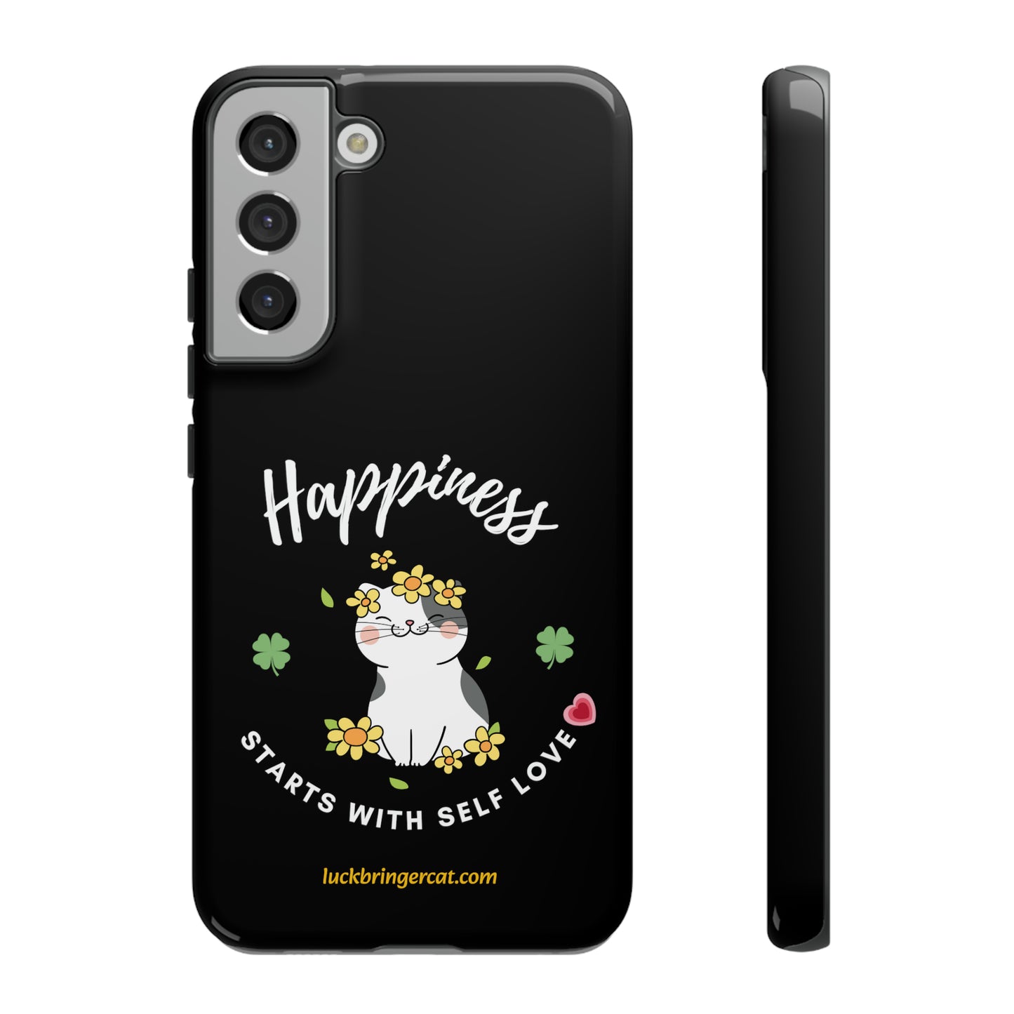 Cat Lovers Phone Case-Black- iPhone, Samsung Galaxy- Happiness - Selflove