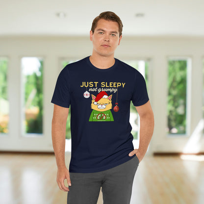 Christmas T-shirt for Cat Lovers With Sleepy Not Grumpy Santa Cat