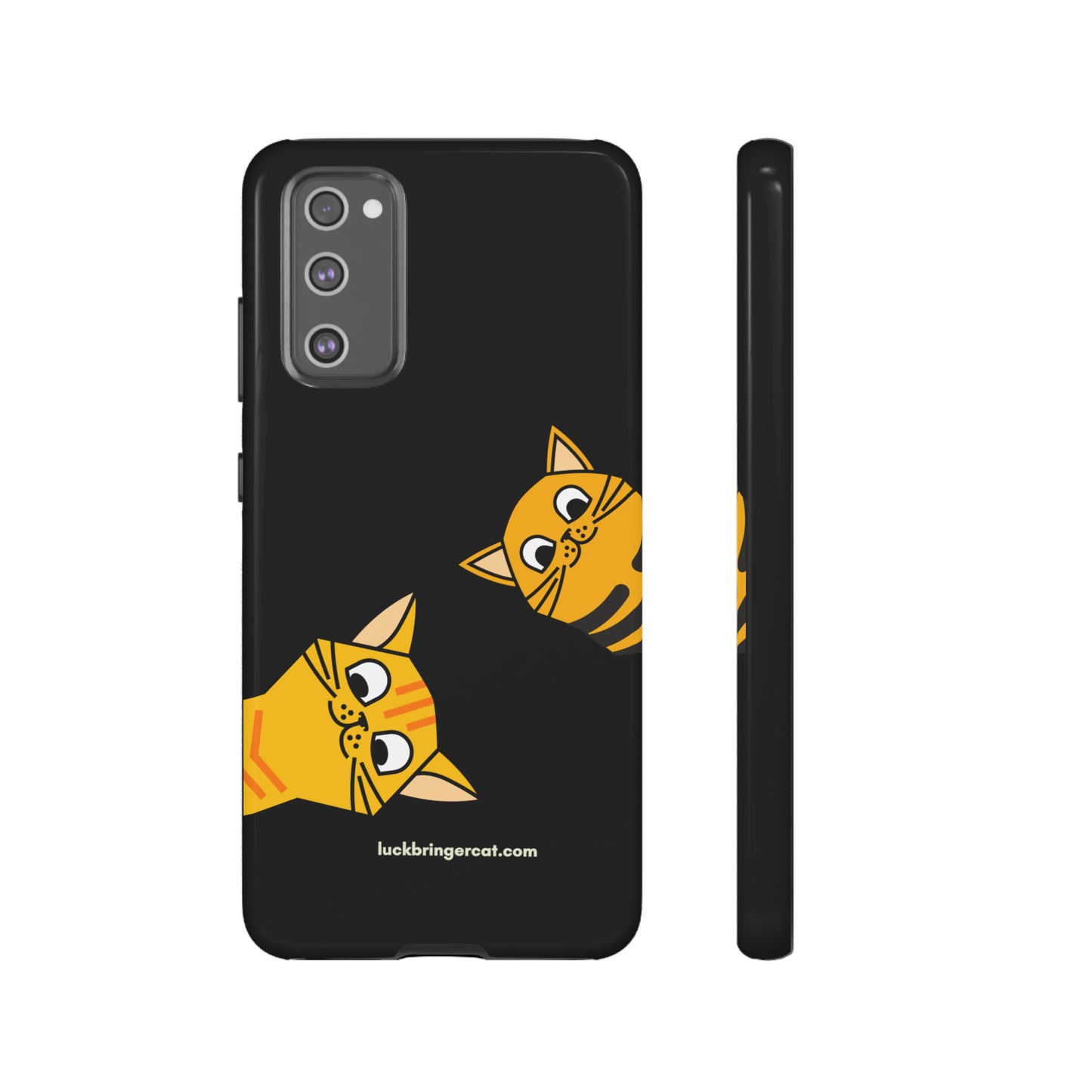 Cat Lovers Phone Case With Funny Orange Cats- iPhone, Samsung Galaxy and Google Pixel-Black