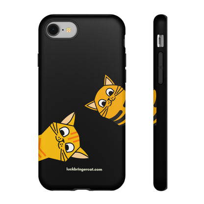 Cat Lovers Phone Case With Funny Orange Cats- iPhone, Samsung Galaxy and Google Pixel-Black