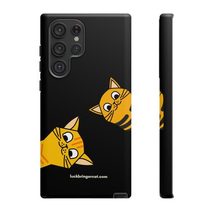 Cat Lovers Phone Case With Funny Orange Cats- iPhone, Samsung Galaxy and Google Pixel-Black