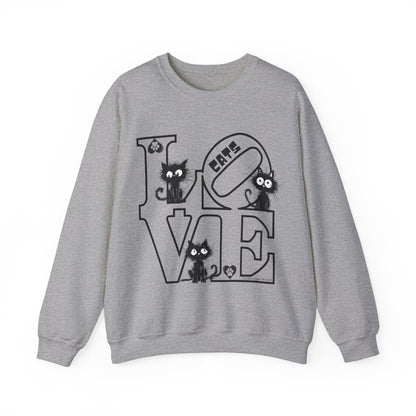 Love Cats Sweatshirt-Funny Cat Lovers Shirt-Valentines Gift