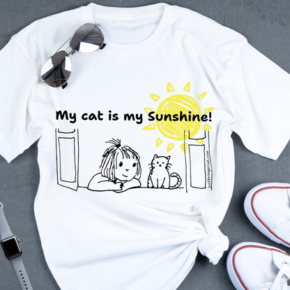 T-Shirt-My Cat Is My Sunshine-Cat Mom Gift-great gift for cat lover girls or cat owner women -girlfriends or daughter gift 