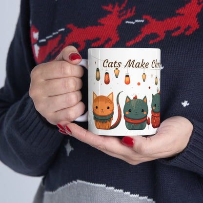 Cat Lovers Christmas Mug - Cats Make Christmas Meowgical