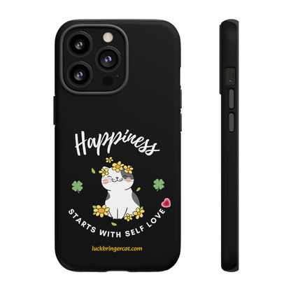 Cat Lovers Phone Case-Black- iPhone, Samsung Galaxy- Happiness - Selflove