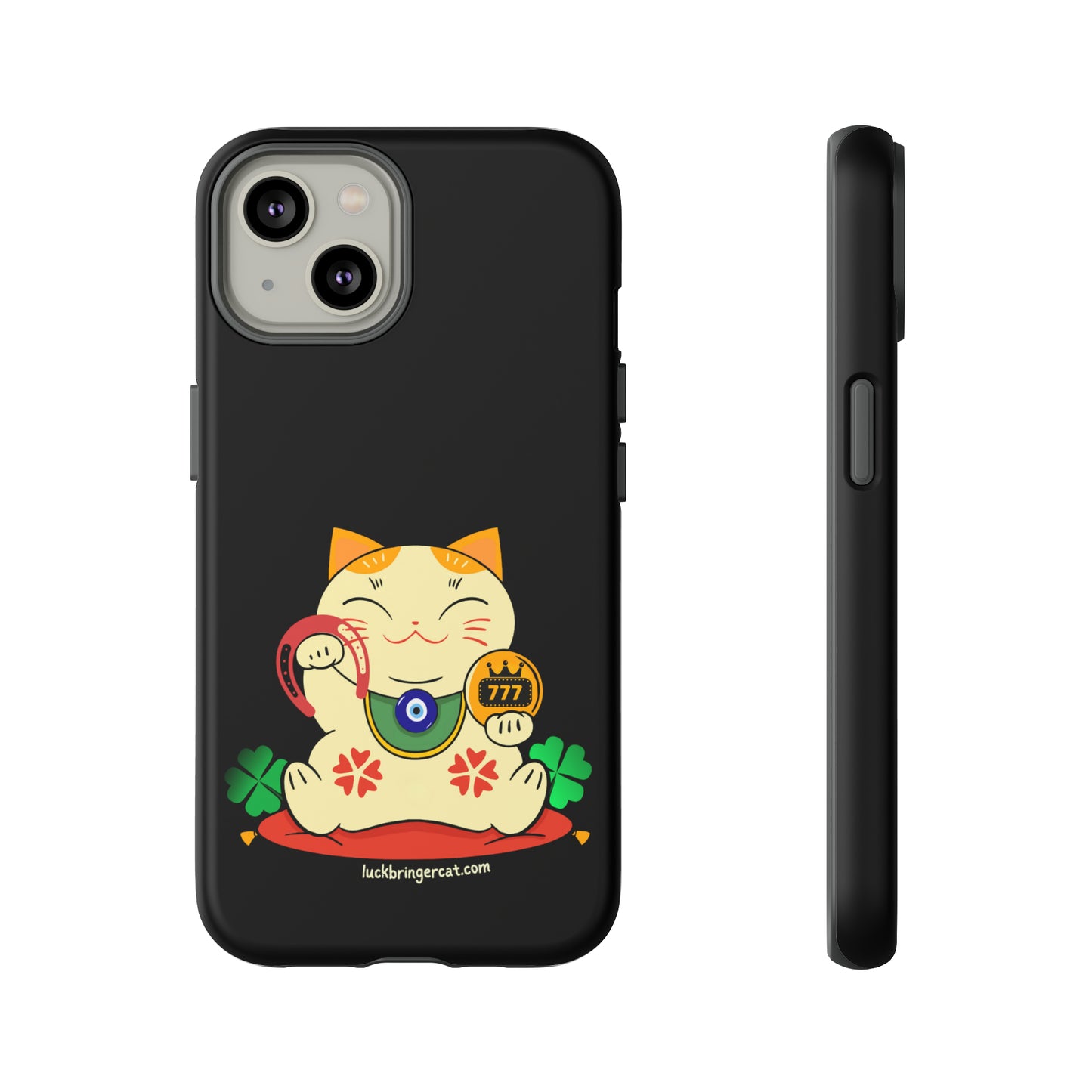 Cat Lovers Tough Phone Case- Lucky Maneki Neko-Black- iPhone, Samsung Galaxy, Google Pixel