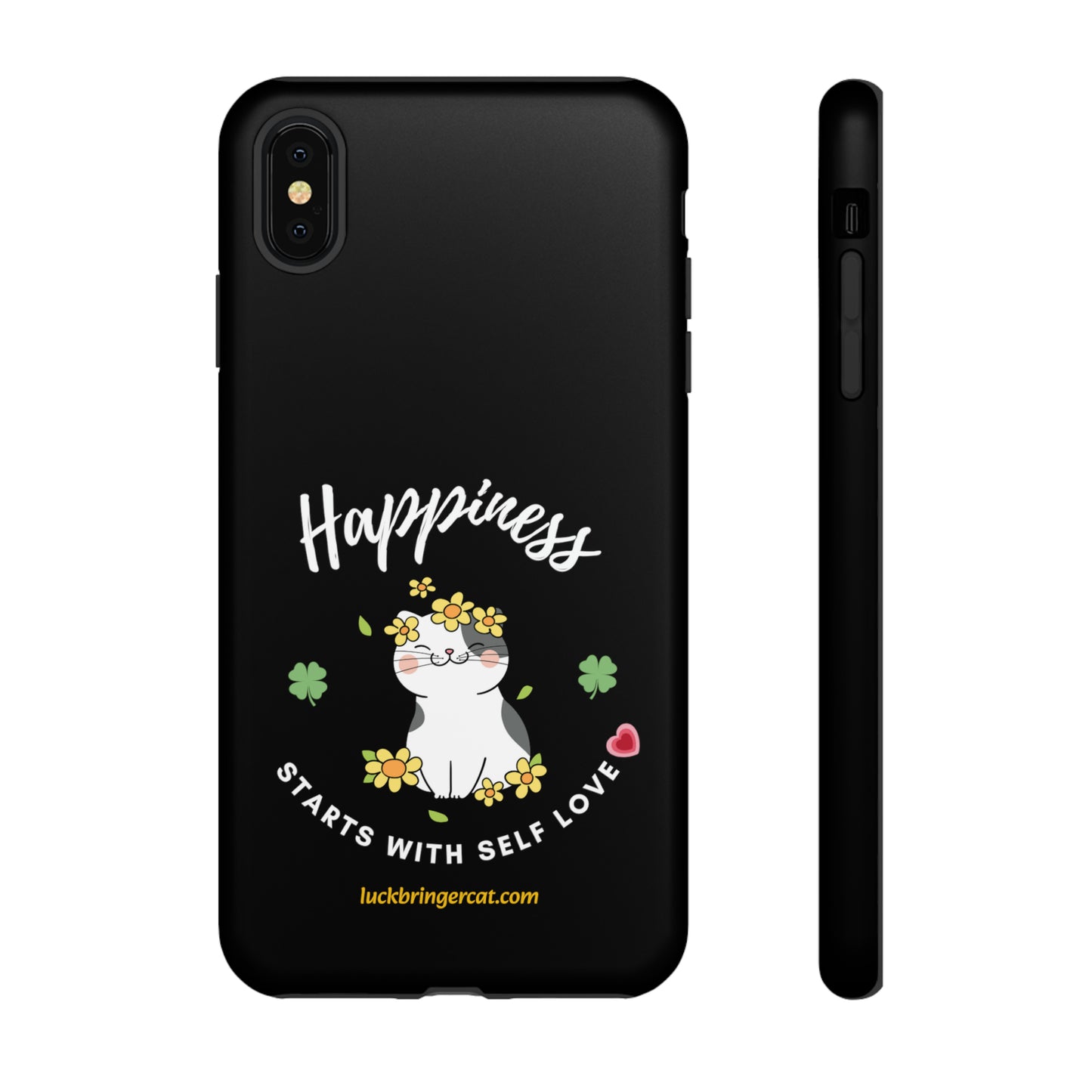 Cat Lovers Phone Case-Black- iPhone, Samsung Galaxy- Happiness - Selflove