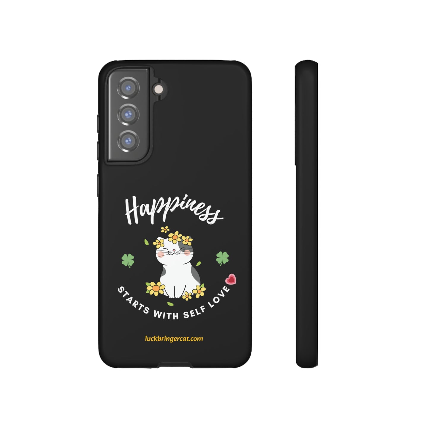 Cat Lovers Phone Case-Black- iPhone, Samsung Galaxy- Happiness - Selflove