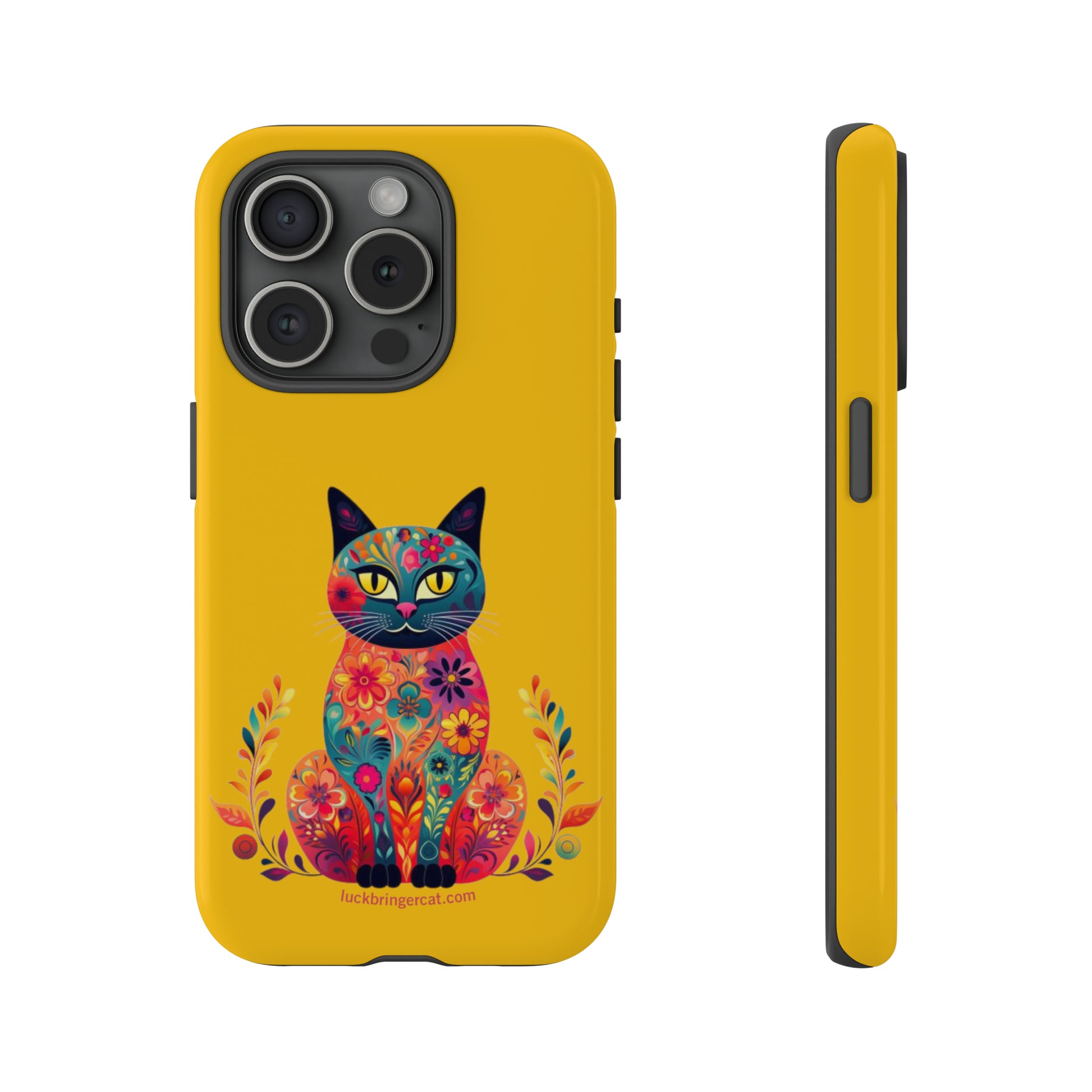 cat mom phone case-yellow-iPhone 15 Plus, iPhone 15 Pro, iPhone 15 Pro Max, iPhone 14 Plus, iPhone 14 Pro, iPhone 14 Pro Max, iPhone 13 mini, iPhone 13 Pro, iPhone 13 Pro Max, iPhone 12 mini, iPhone 12 Pro, iPhone 12 Pro Max, iPhone 11 Pro, iPhone 11 Pro Max, iPhone X, iPhone XR, iPhone XS, iPhone XS Max, iPhone 8, iPhone 8 Plus- cat lovers gift-floral cat