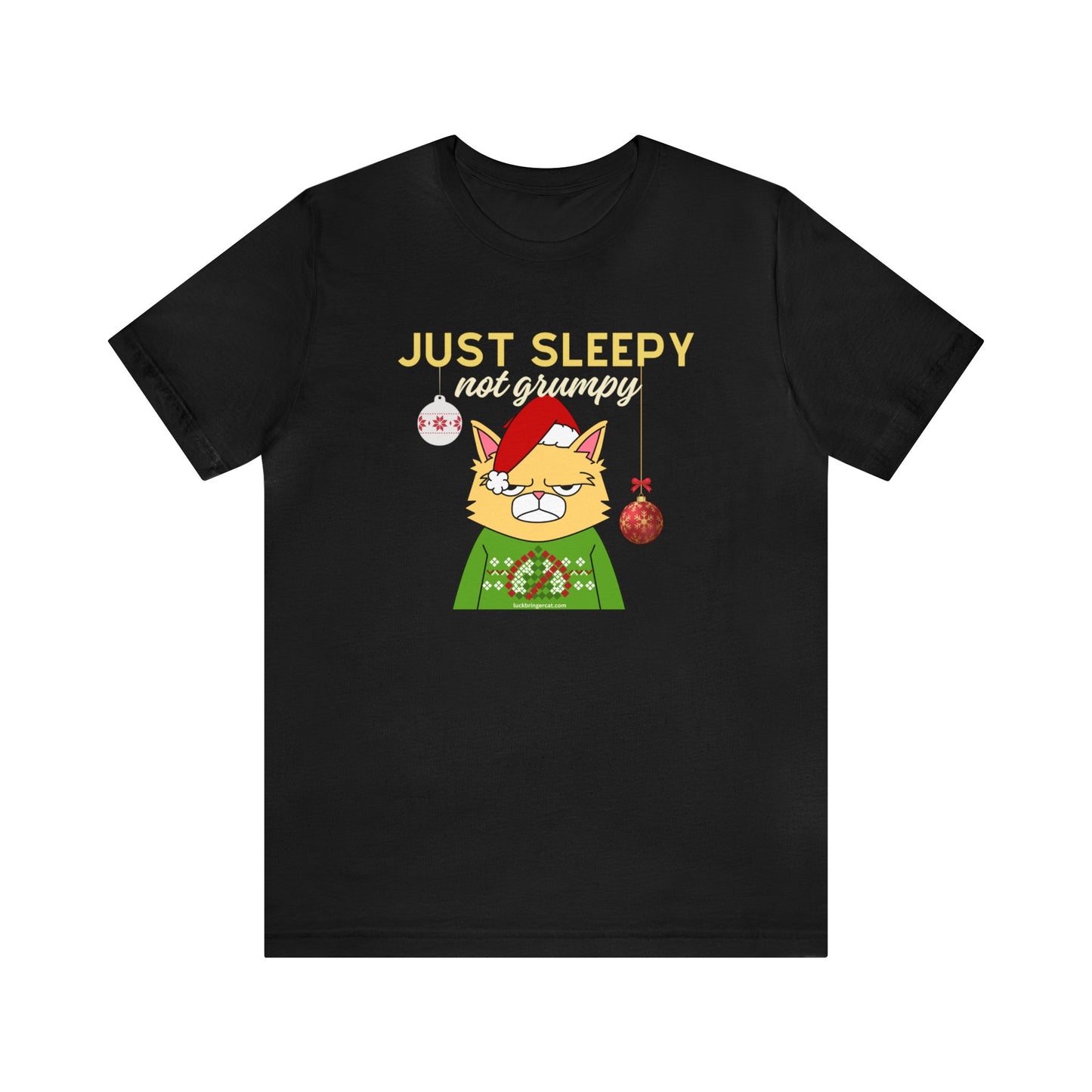 Christmas T-shirt for Cat Lovers With Sleepy Not Grumpy Santa Cat