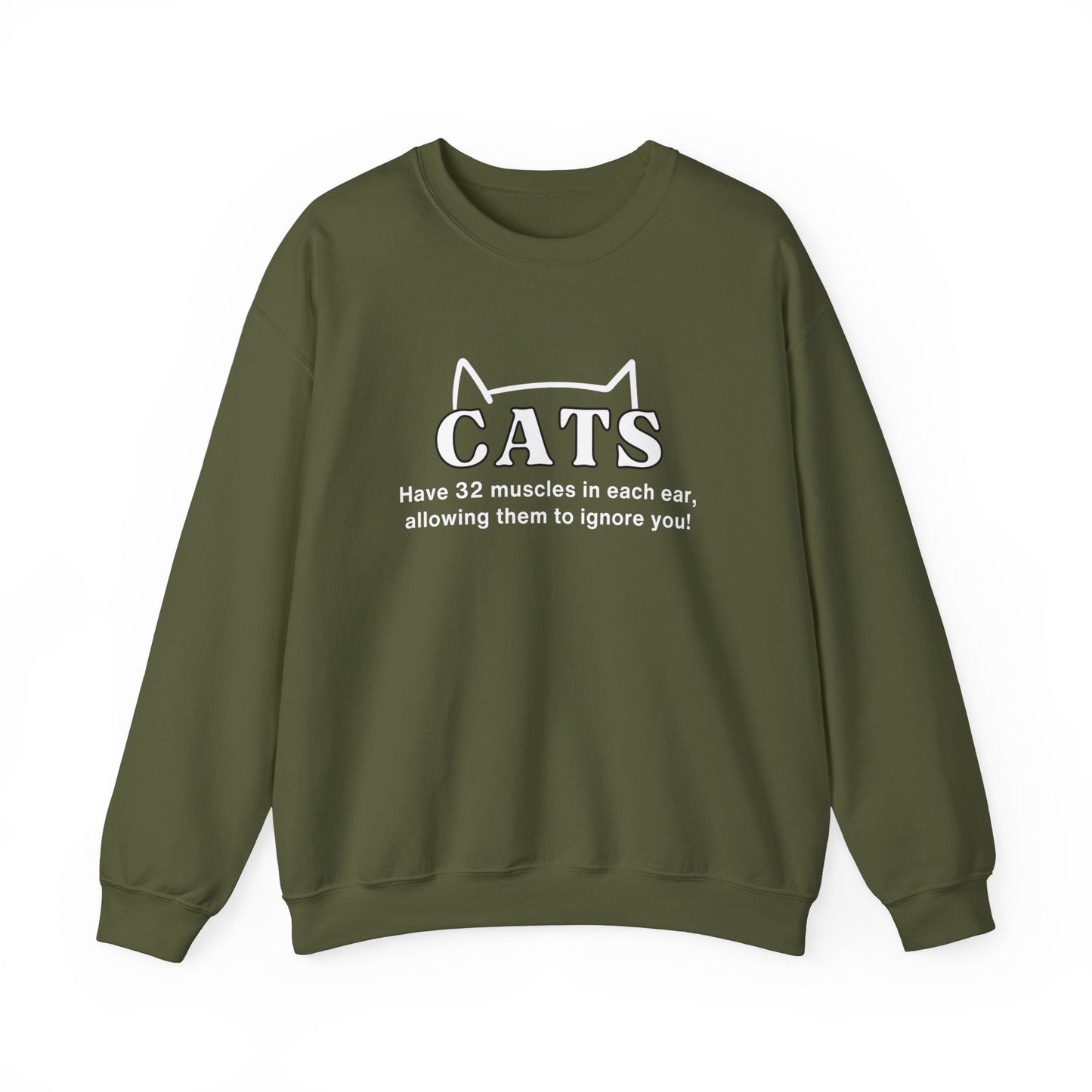 Crewneck Sweatshirt- Funny Sweater For Cat Lovers-Cats Have 32 Muscles