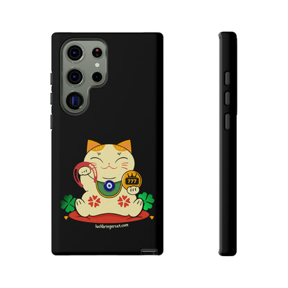 Cat Lovers Tough Phone Case- Lucky Maneki Neko-Black- iPhone, Samsung Galaxy, Google Pixel