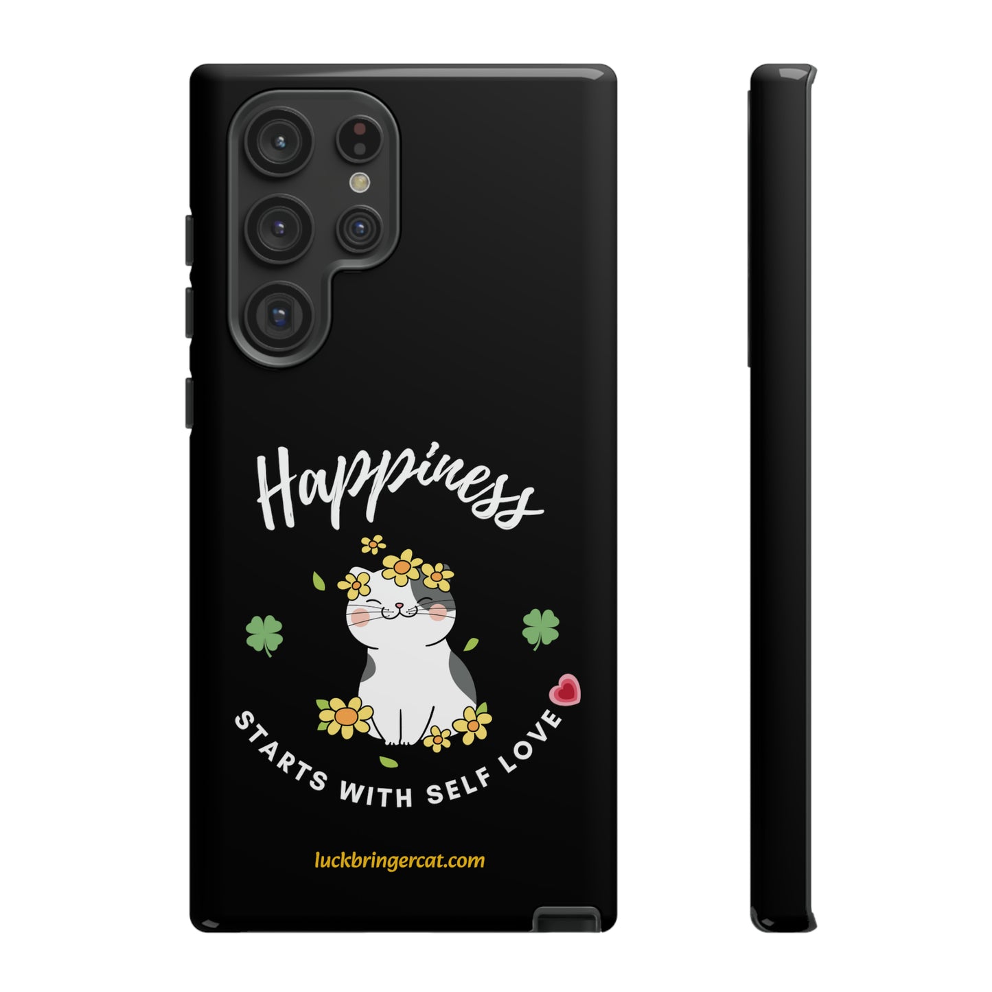 Cat Lovers Phone Case-Black- iPhone, Samsung Galaxy- Happiness - Selflove