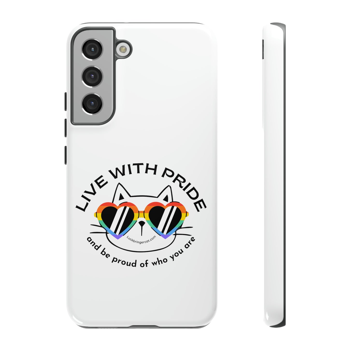 Pride Phone Case-Cat Lovers- iPhone, Samsung Galaxy, Google Pixel-LGBTQ+ Community Support-White