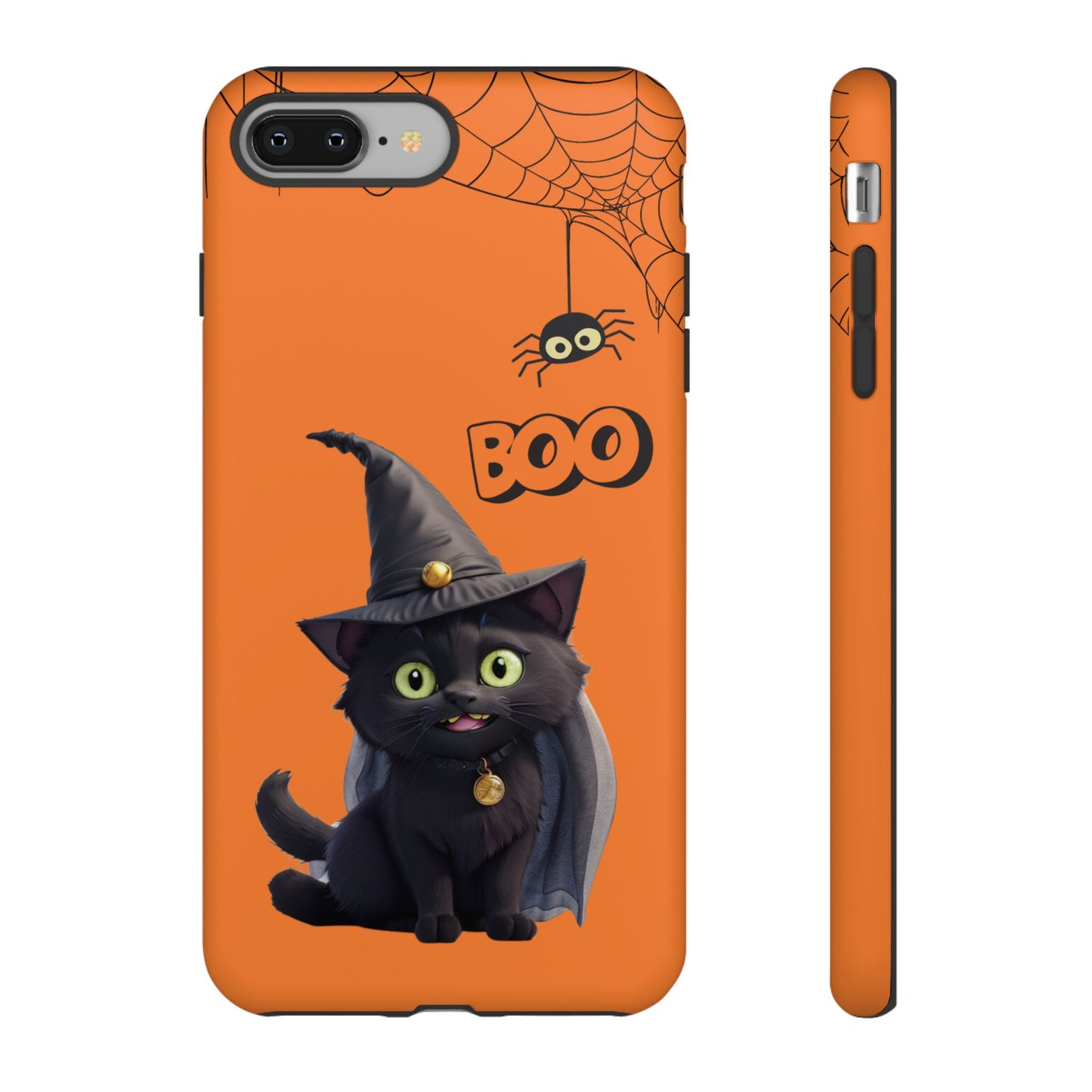 Premium-quality tough protective phone cases for iPhone,  Samsung and Google Phones - Orange - Spooky Halloween Black Cat