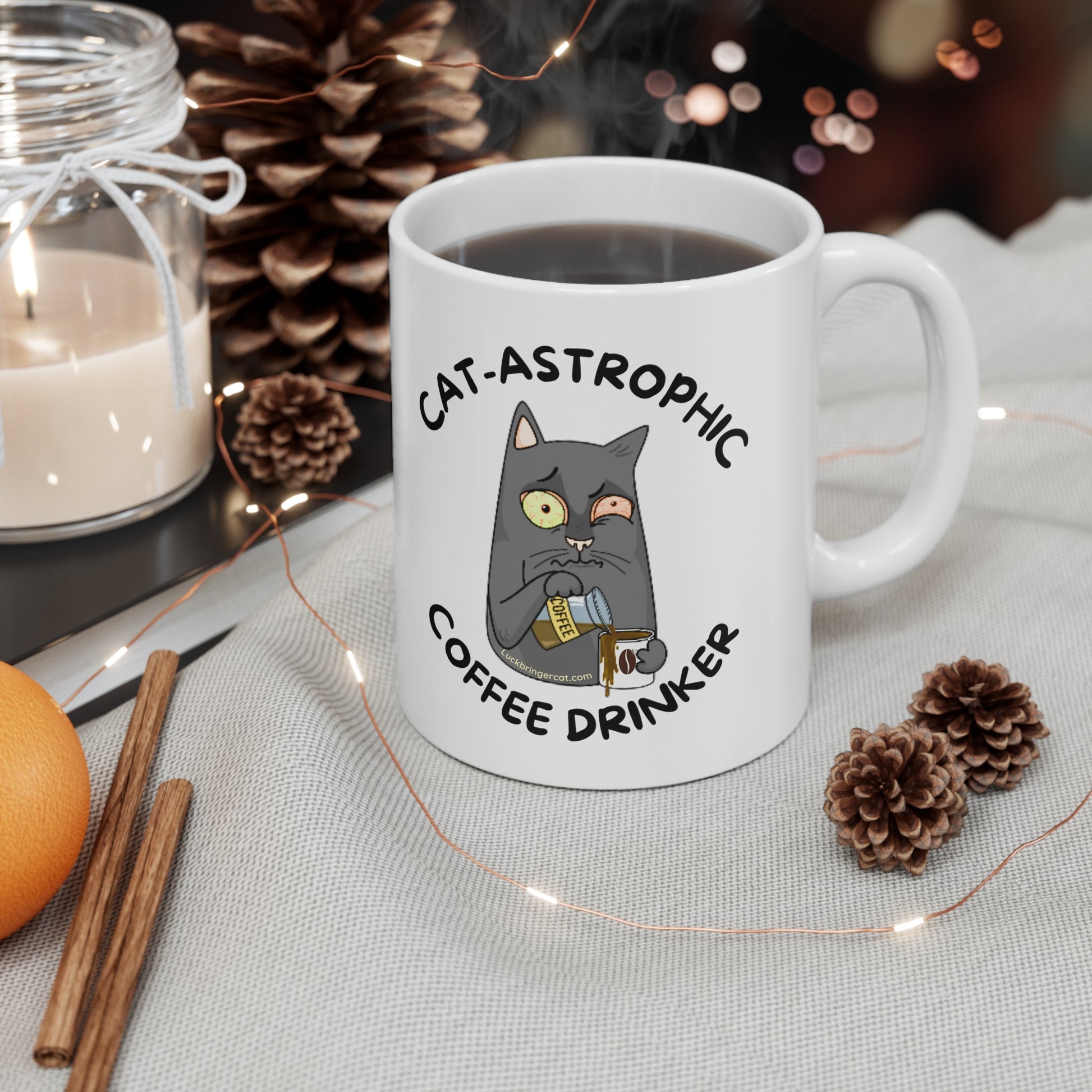 funny coffee mug for cat and coffee lovers- great gift for coffee addicts cat moms cat dads cat owners vets - catastrophic coffee drinker cup