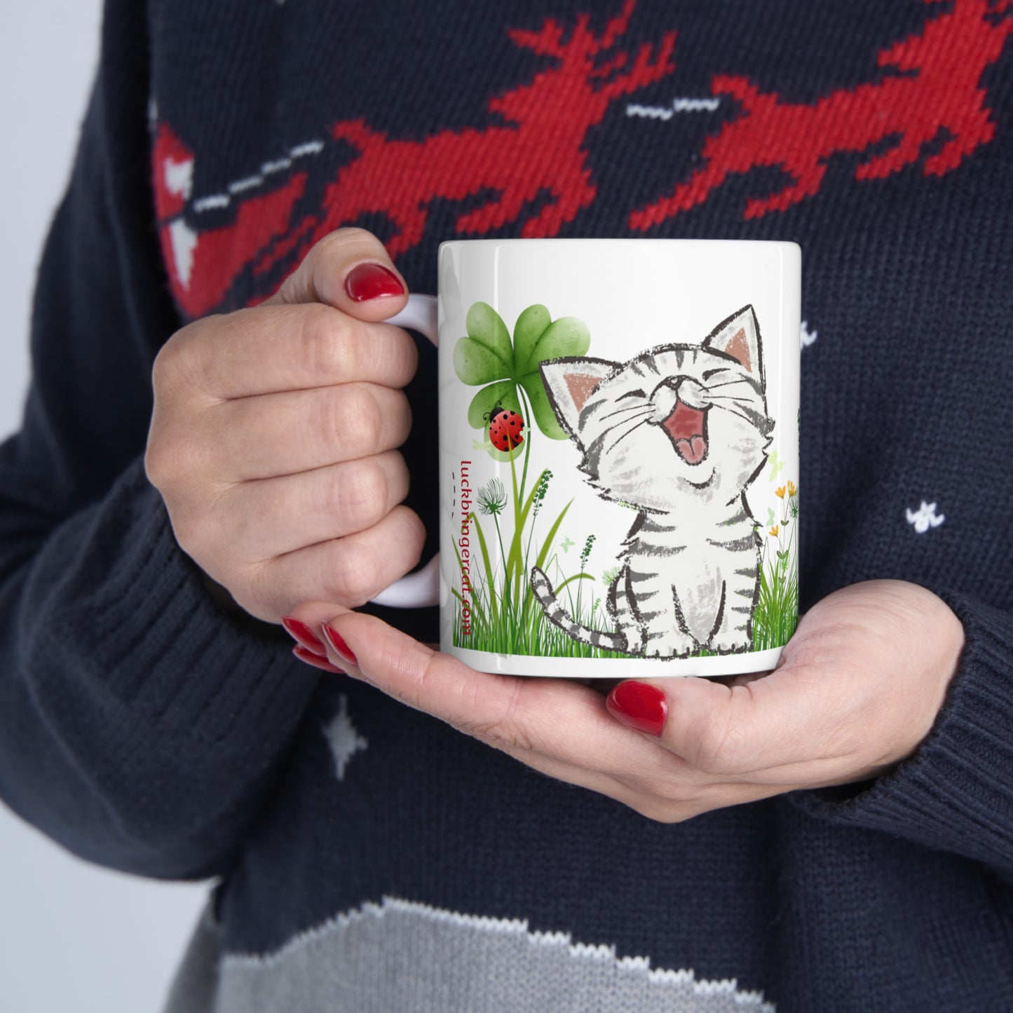 cat kitten  lovers mug- ceramic coffee mug with cute happy kitten perfect gift for cat moms or animal lovers 