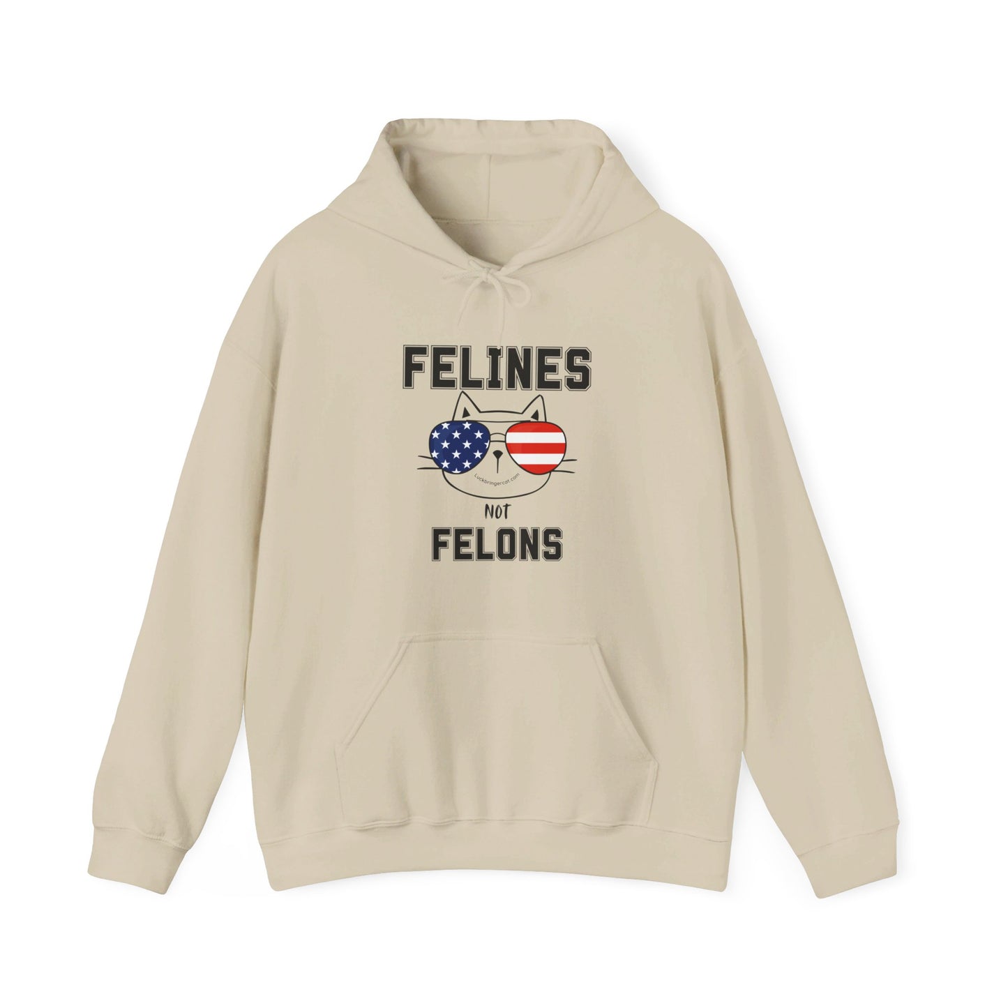 Felines Not Felons Hoodie-Kamala Harris 2024 US Presidential Election Hooded Sweatshirt