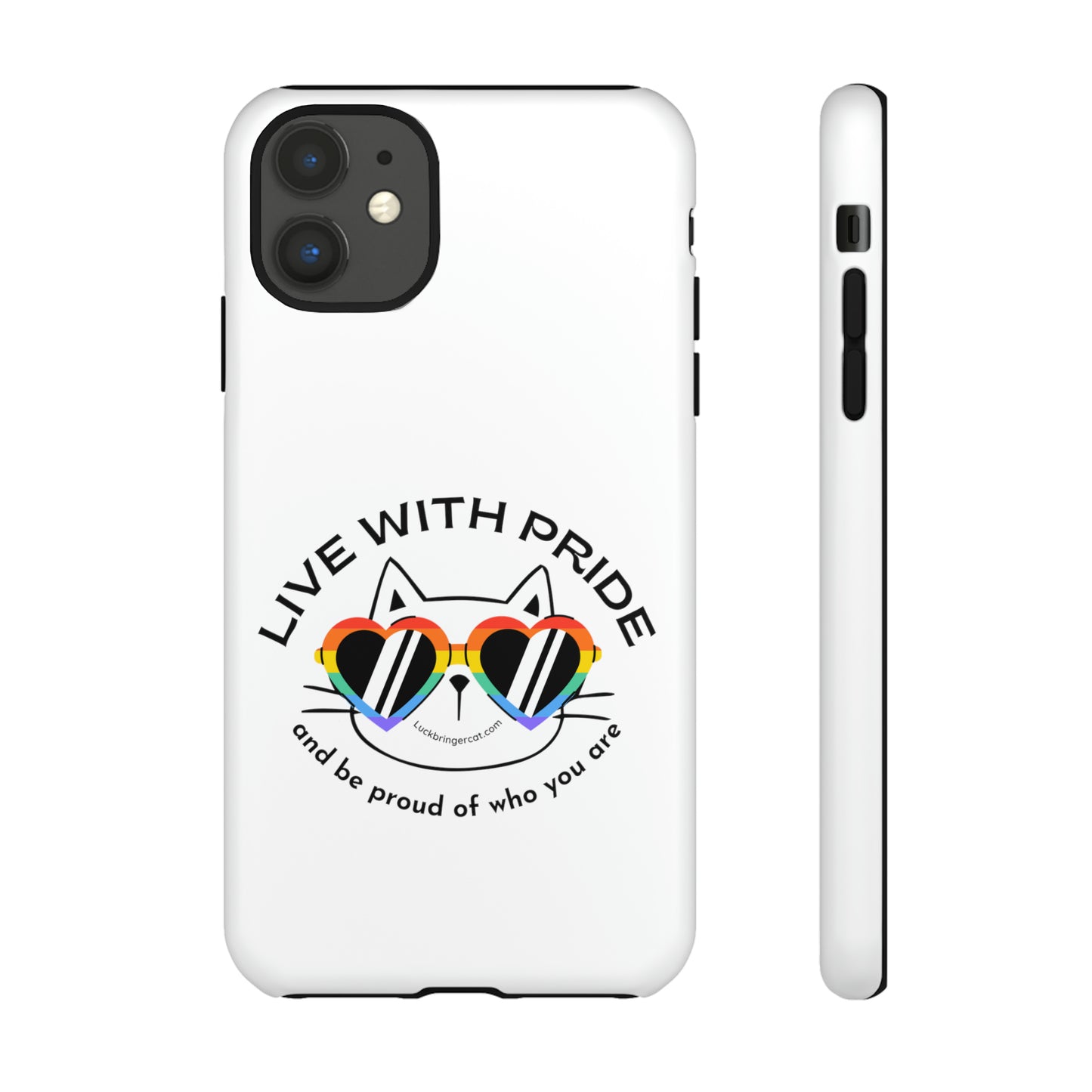 Pride Phone Case-Cat Lovers- iPhone, Samsung Galaxy, Google Pixel-LGBTQ+ Community Support-White